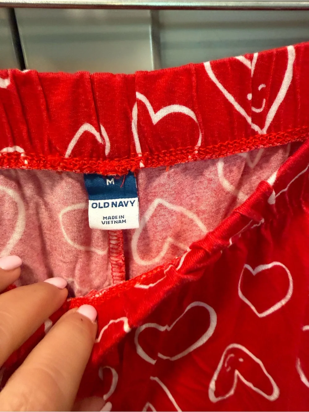 Old Navy Red Heart-Print Button-Front Pajama Set